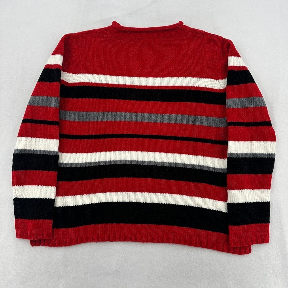 Speculation Women M Striped Crew Neck Sweater Cozy Red Black White Gray Casual - Picture 2 of 6